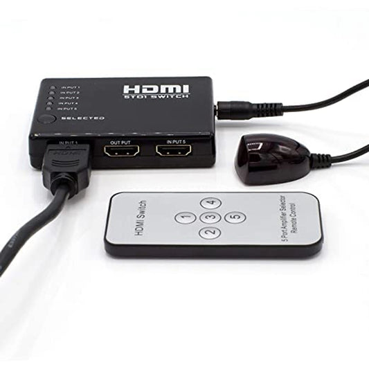 5 Input 1 Output HDMI Switcher 5 Port HDMI Switch With Remote IR Support 4K 3D Supports Full HD 1080p