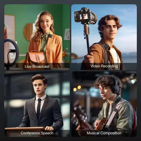 SX31 Wireless Microphone, Noise Reduction Lapel Mic, Dual Wireless Collar Mic for Video Recording, YouTube Support System for PC/Laptop/Type C