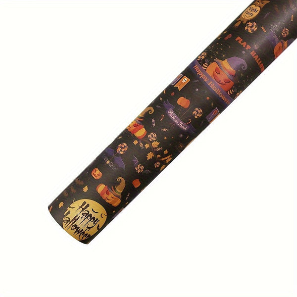 0207ba 6-Piece Halloween Gift Wrap Set - Pumpkin, Ghost, Castle, Potion, Skull & Broom Patterns | Premium Wrapping Paper For Spooky Party Decorations