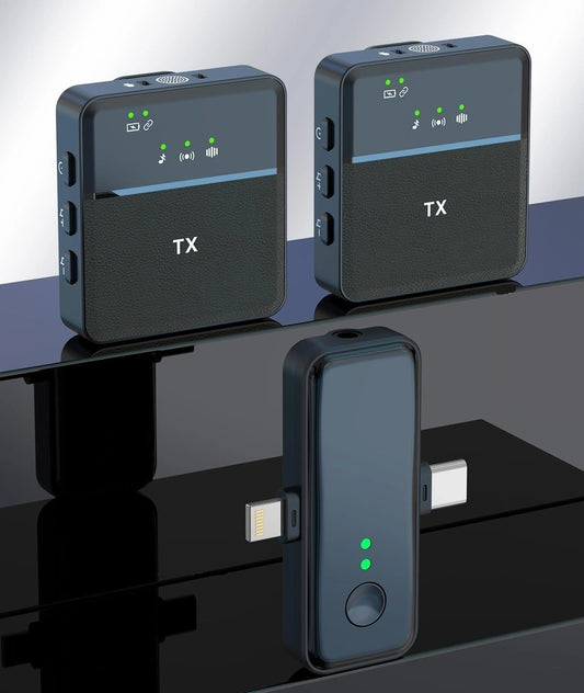 SX31 Wireless Microphone, Noise Reduction Lapel Mic, Dual Wireless Collar Mic for Video Recording, YouTube Support System for PC/Laptop/Type C