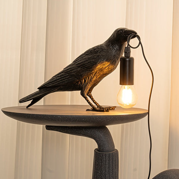 Gothic Halloween Crow Lamp - LED USB Table Accent with Antique Metal Claw, Intricately Crafted Resin Decor for Living Room, Bedroom & Festive Celebrations, Perfect Thanksgiving & Halloween Gift