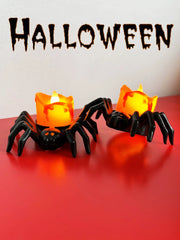 0407BA Halloween Black Spider Candle Light Decoration Hand Holding Light LED Luminous Scary Thing Haunted House Trick Toy Funny