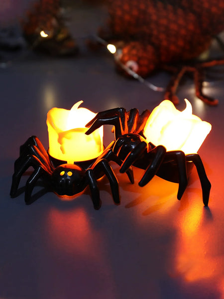 0407BA Halloween Black Spider Candle Light Decoration Hand Holding Light LED Luminous Scary Thing Haunted House Trick Toy Funny