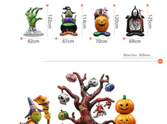 0407BA Window Halloween Decoration Props Toy Balloon 4D Standing Witch Dead Tree Pumpkin Shape Cartoon Balloon Oversized