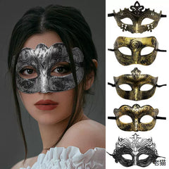 0207ba Halloween Ball Party Mask Retro Jazz Flat Head Mask Antique Half Face Mask Decoration for Men and Women