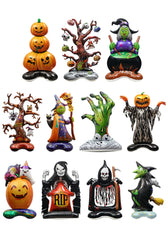 0407BA Window Halloween Decoration Props Toy Balloon 4D Standing Witch Dead Tree Pumpkin Shape Cartoon Balloon Oversized