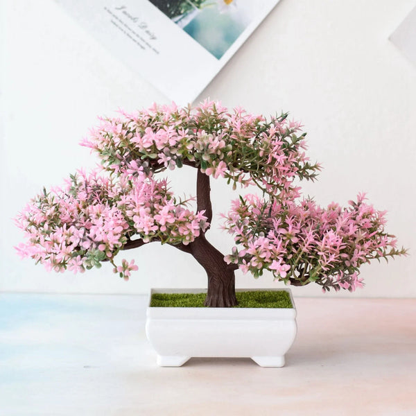 0407GG Artificial Plant Bonsai Plastic Small Tree Pot Fake Plant Flower Potted Ornaments for Home Room Table Garden Hotel Decoration