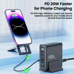 140W GaN USB Charger 5in1 Desktop Fast Charge