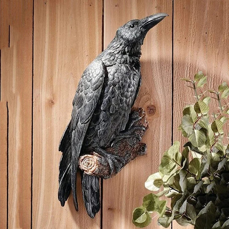 0207ba Fake Raven Resin Statue Bird Crow Sculpture Outdoor Crows Halloween Decor Creative for Garden Courtyard Animal Decoration