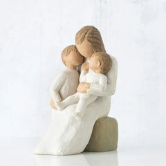 0407BA Hand-Painted Sculpture, Mother Holding Child Figure Sculpture Home Living Room Study Desktop Decoration Decoration Holiday Gift