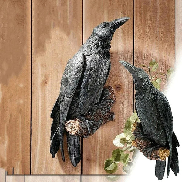 0207ba Fake Raven Resin Statue Bird Crow Sculpture Outdoor Crows Halloween Decor Creative for Garden Courtyard Animal Decoration