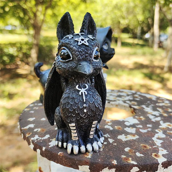 0407BA 1pc Halloween Magic Black Dragon Snake Griffin Unicorn Mysterious Witches Statue Home Decor Figurine Christmas Desk Ornaments