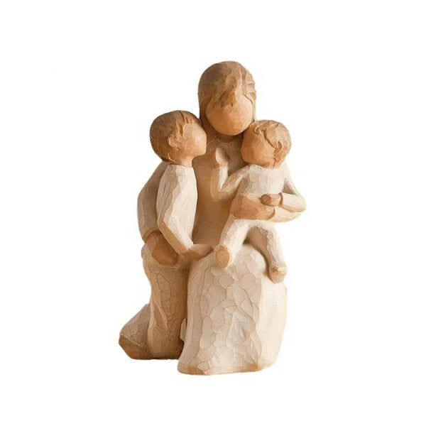 0407BA Hand-Painted Sculpture, Mother Holding Child Figure Sculpture Home Living Room Study Desktop Decoration Decoration Holiday Gift