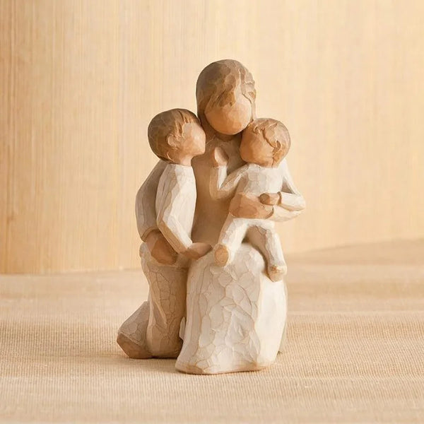 0407BA Hand-Painted Sculpture, Mother Holding Child Figure Sculpture Home Living Room Study Desktop Decoration Decoration Holiday Gift