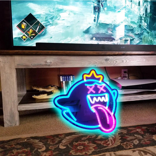 0207ba King Ghost Led Neon Light with Dimmable switch Gaming Neon Sign for Kids Game Room Birthday Halloween Decor Christmas Kids Gift