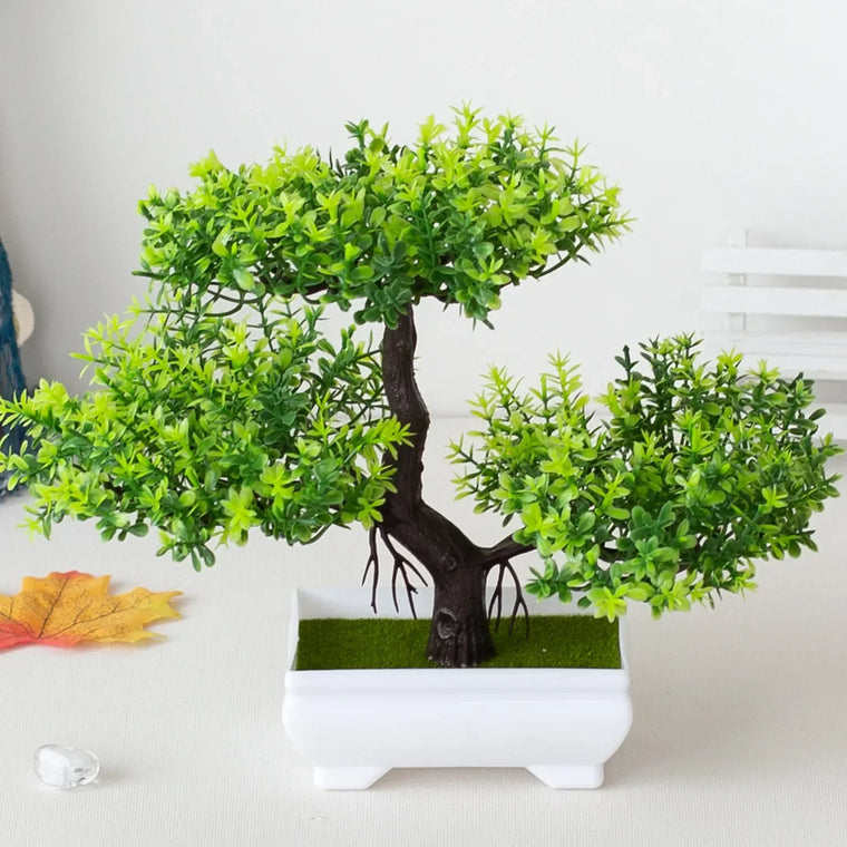 0407GG Artificial Plant Bonsai Plastic Small Tree Pot Fake Plant Flower Potted Ornaments for Home Room Table Garden Hotel Decoration