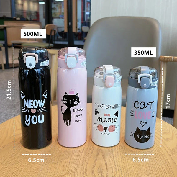 500ml Cartoon Cat Stainless Steel Tumbler