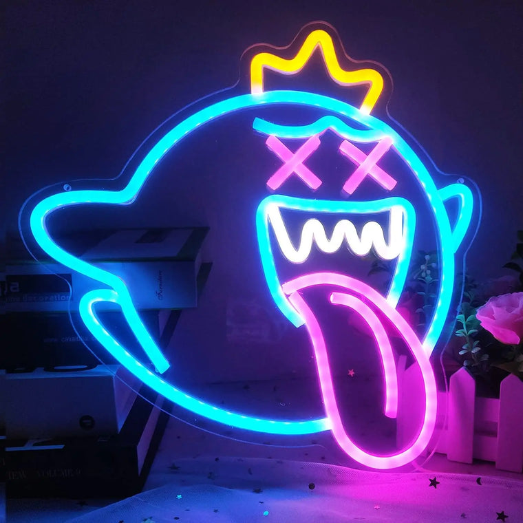 0207ba King Ghost Led Neon Light with Dimmable switch Gaming Neon Sign for Kids Game Room Birthday Halloween Decor Christmas Kids Gift