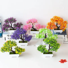 0407GG Artificial Plant Bonsai Plastic Small Tree Pot Fake Plant Flower Potted Ornaments for Home Room Table Garden Hotel Decoration