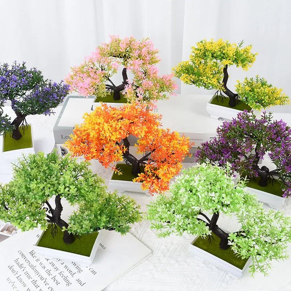 0407GG Artificial Plants Bonsai Small Tree Pot Fake Plant Flowers Potted Ornaments For Home Room Table Decoration Hotel Garden Decor