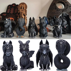 0407BA 1pc Halloween Magic Black Dragon Snake Griffin Unicorn Mysterious Witches Statue Home Decor Figurine Christmas Desk Ornaments