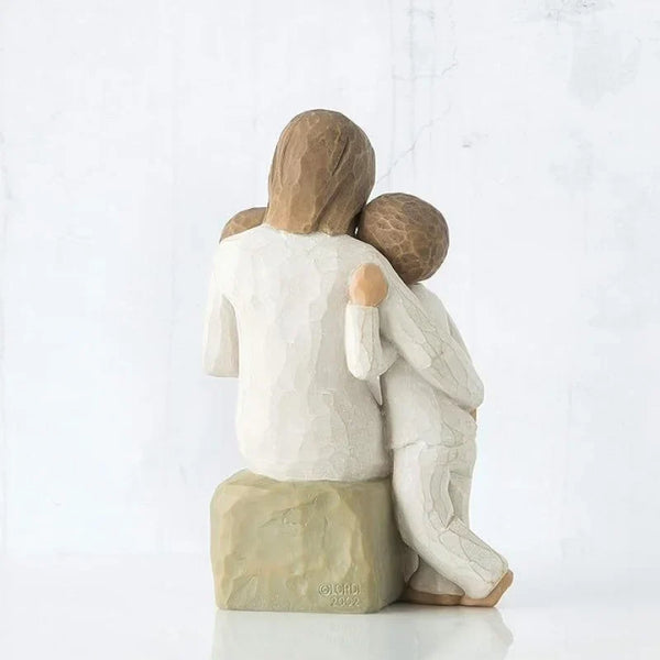 0407BA Hand-Painted Sculpture, Mother Holding Child Figure Sculpture Home Living Room Study Desktop Decoration Decoration Holiday Gift