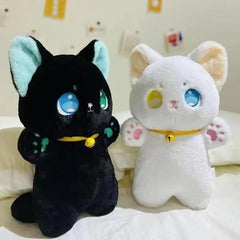 0407TA 25cm Black and White Cat Plush Toy Grab Stuffed Animal Patung Dolls Children Toys Gifts Halloween Gifts Toys for Kids Girl