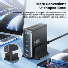 140W GaN USB Charger 5in1 Desktop Fast Charge