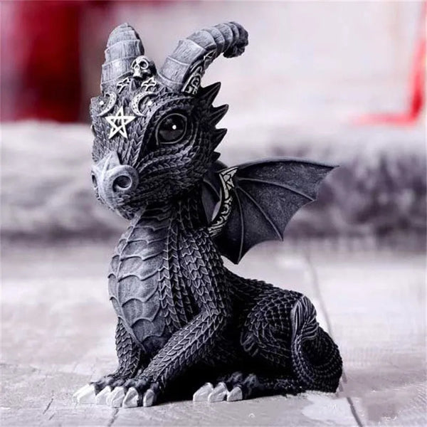 0407BA 1pc Halloween Magic Black Dragon Snake Griffin Unicorn Mysterious Witches Statue Home Decor Figurine Christmas Desk Ornaments