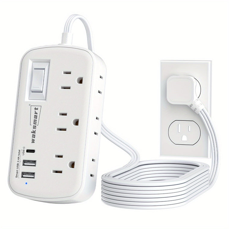 5Ft Ultra Thin Flat Plug Surge Protector Power Strip