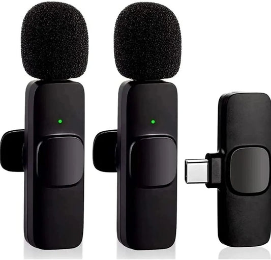 K9 Dual Wireless Microphone, Digital Mini Portable Recording Clip Mic with Receiver for All Type-C Mobile Phones Camera Laptop for Vlogging YouTube Online Class, Zoom Call