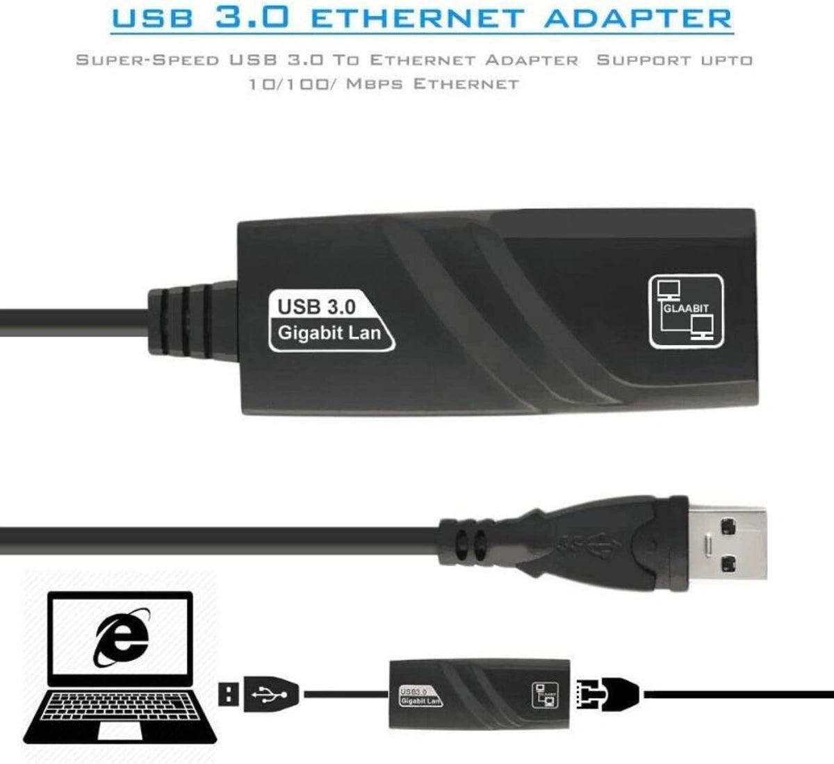 USB 3.0 to Ethernet Adapter, compatible USB 3.0 to 10/100 Gigabit Ethernet LAN Network Adapter, Compatible for iMac Pro, Air, Mac Mini/Pro, Surface Pro, Notebook PC, Laptop